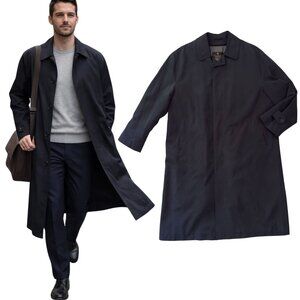 Bill Blass Mens XL Trench Coat Black Removable Liner Classic Long Overcoat